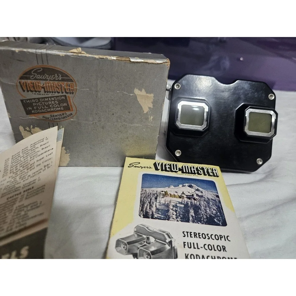 Sawyer's View-Master Viewer w/ Box & Reels 1947 MPN 012-074 Vintage Bambi Sesame